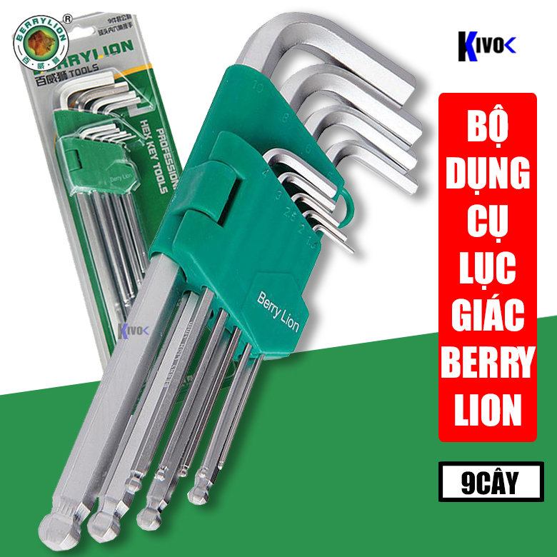Bộ Dụng Cụ Vặn Lục Giác 9 Món Cao Cấp BERRYLION - Bộ Khóa Lục Giác Dài Bền, Dụng Cụ Vặn Ốc Vít, Vặn Đai Ốc - Thép Không Gỉ Cầm Tay Chắc Chắn - Kivovi