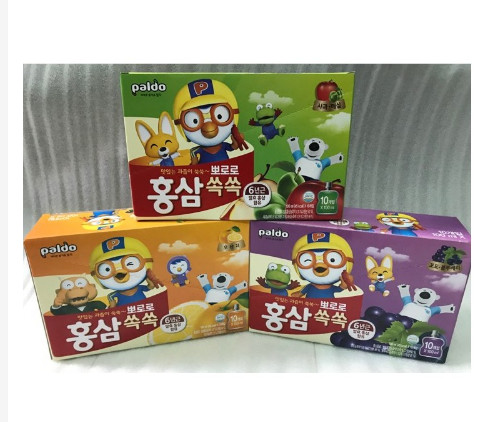 [Giá Sỉ] Nước hồng sâm trẻ em Pororo Hàn Quốc 1 hộp 10 túi đủ 3 vị