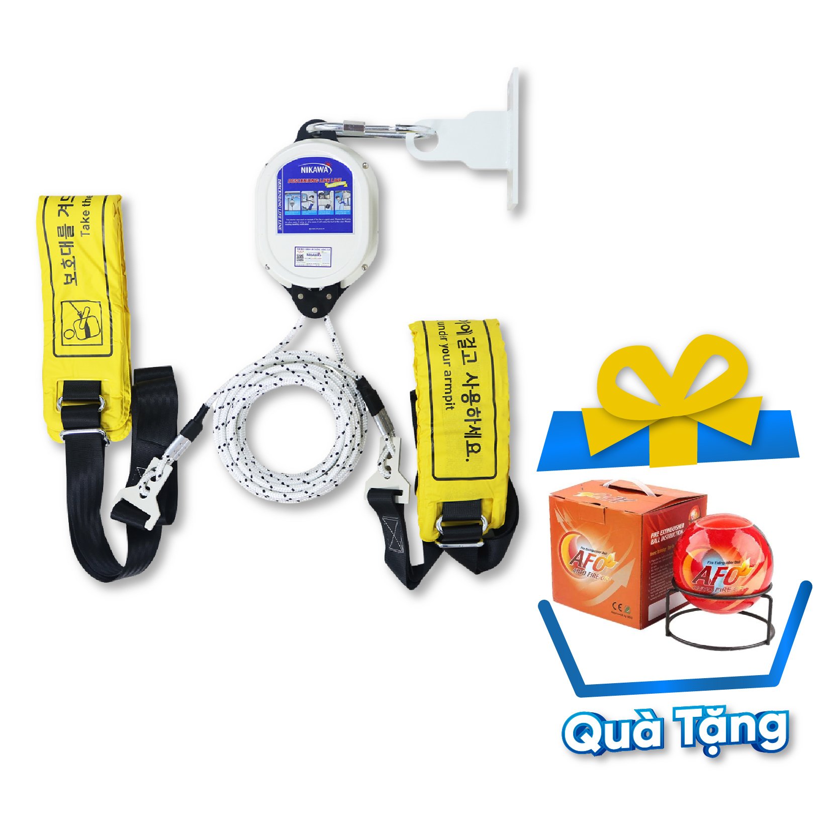 Bộ dây thoát hiểm tự động Nikawa sử dụng tầng thứ 6 đến 33 Tặng móc treo HY01