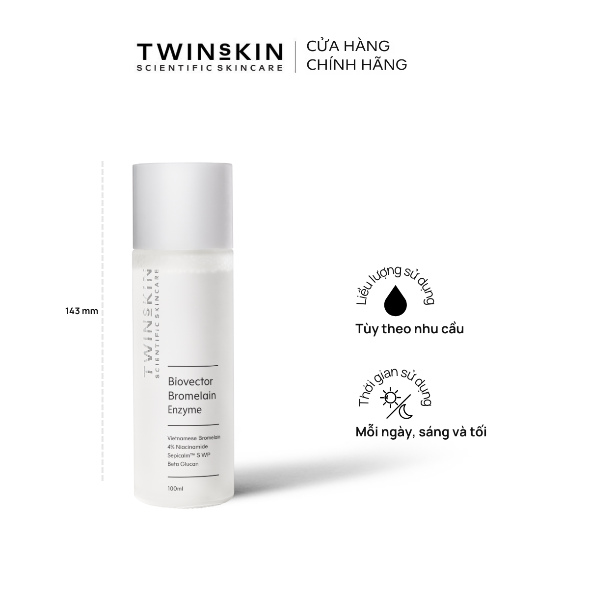 BIOVECTOR BROMELAIN ENZYME - Nước dưỡng enzyme cấp ẩm sâu, kích hoạt da, làm dịu mướt và sáng mịn da 100ml