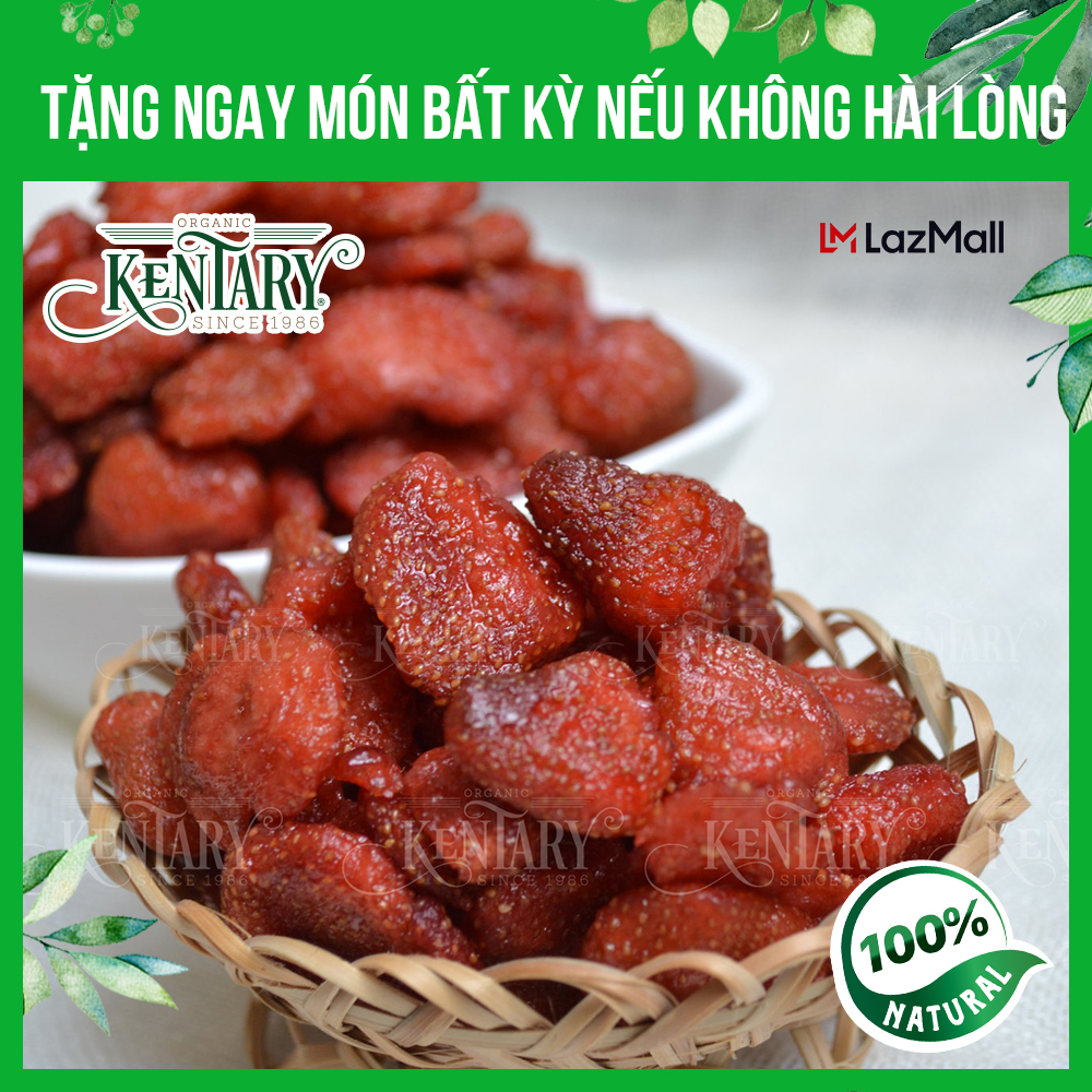 Combo 2 túi 200gr dâu tây sấy nguyên trái Kentary vị chua chua ngọt ngọt, cho da mướt, dáng xinh - đồ ăn vặt