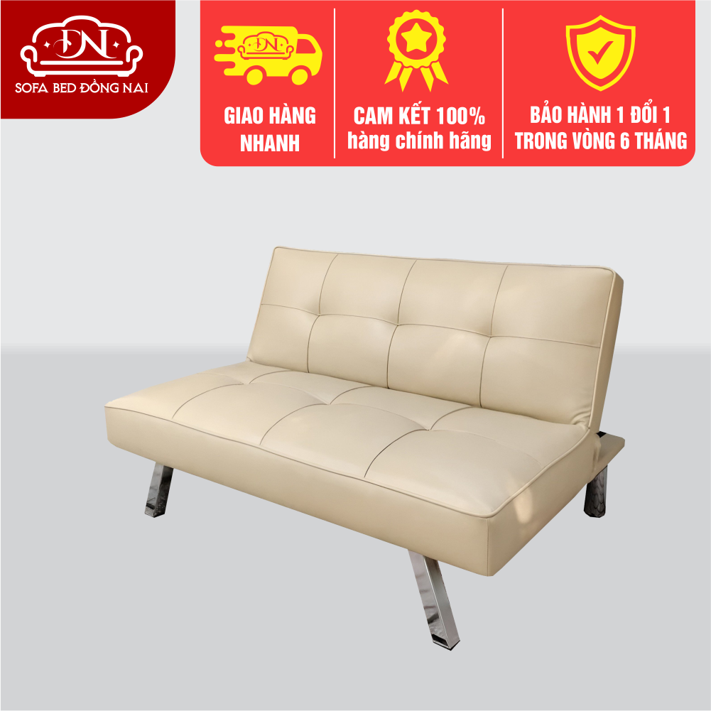 Ghế sofa bed giường nằm da nâu vàng 1m2 sale sập sàn