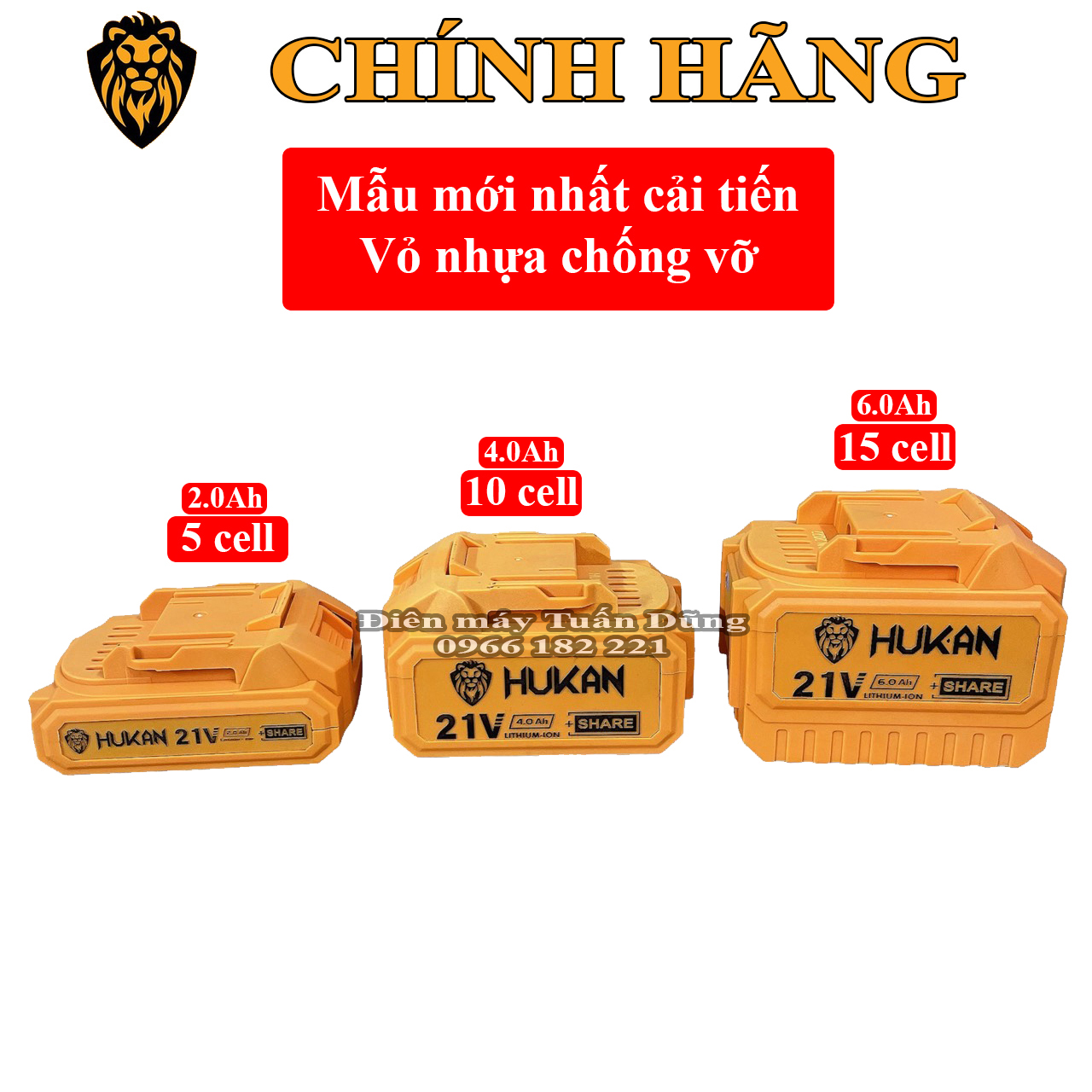 Pin Hukan 5 cell, 10 cell, 15 cell 2000mAh Mạch 4 mosfed chống cháy, chống va đập chân pin phổ thông 4cm