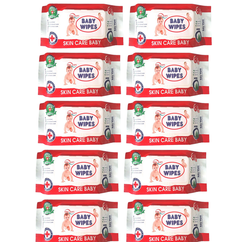 Combo 10 bịch khăn giấy ướt baby wipes - 80 - có mùi