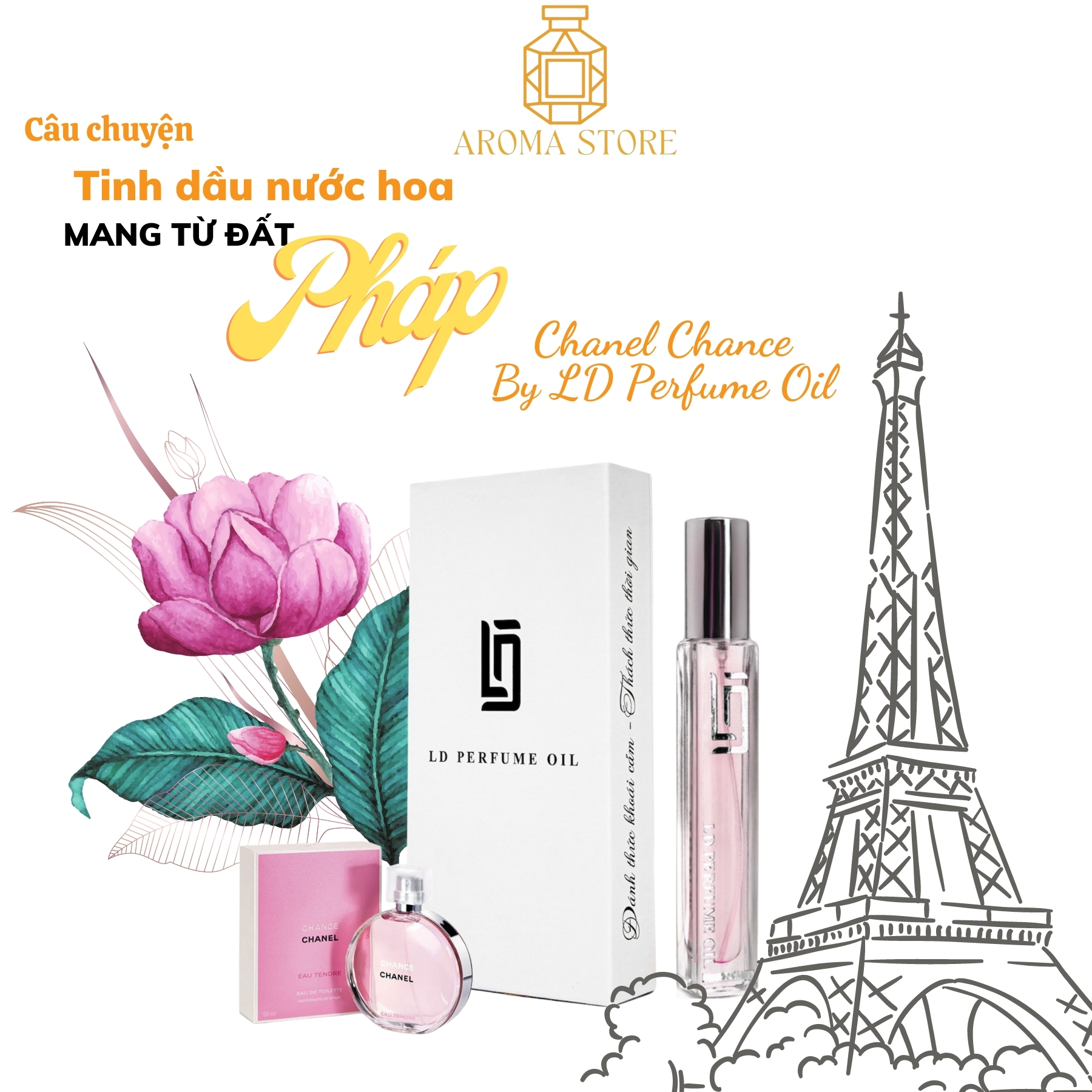 Tinh dầu nước hoa pháp ld perfume oil chanel chance 12ml