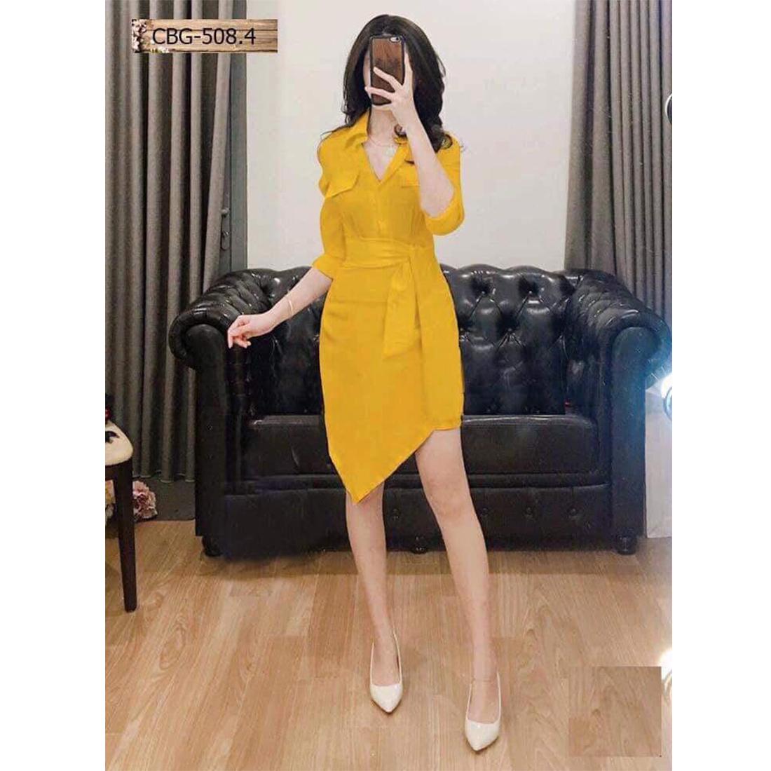 [HCM]Đầm Sơ Mi Ôm Body Buộc Nơ Eo Voan Lụa Cao Cấp Thời Trang Young Lady