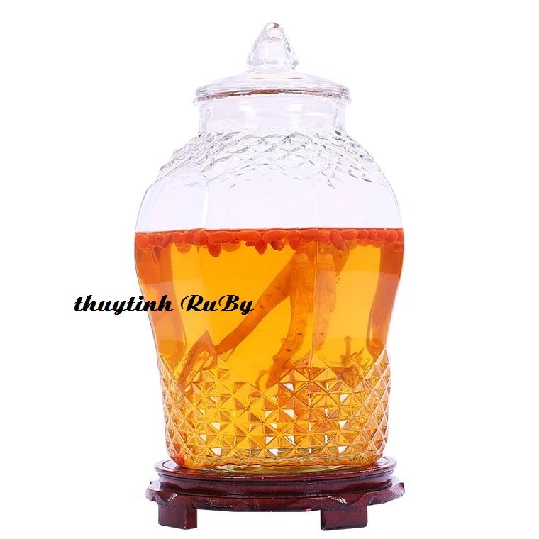 Bình Ngâm Rượu Thủy Tinh 8 Lít (Không Vòi, Không Đế) 8833, Bình Đựng Rượu Thủy Tinh, Hủ ngâm rượu, Bình ngâm Sâm