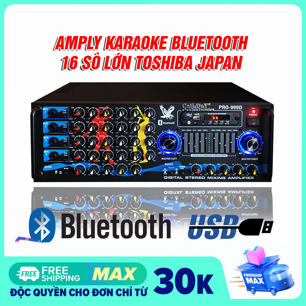 Amply 16 sò lớn toshiba nhật bản, ampli bluetooth sân khấu hội thảo karaoke gia đình cali.d&y pro-999d - kết nối bluetooht, usb, thẻ nhớ. tặng dây av 4 đầu tốt.