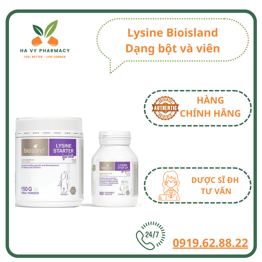 Bột Lysine hỗ trợ tăng chiều cao cho bé Bioisland Úc