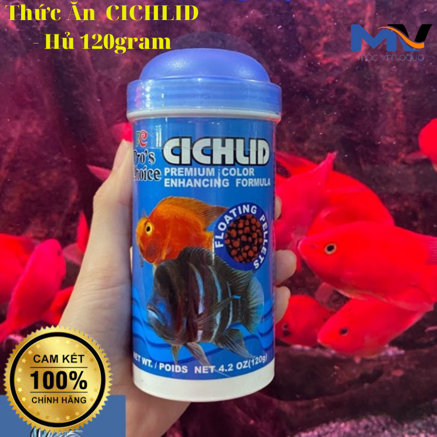 Thức ăn dành cho cá dòng cá cichlid-hủ 120 gram | cửa hàng cá cảnh và thiết bị lọc nước hồ cá mộc vinh aqua