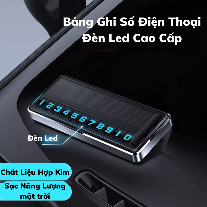 Bảng ghi số điện thoại hiển thị số điện thoại gắn taplo xe hơi,ô tô có đèn led sáng ban đêm,sử dụng năng lượng mặt trời