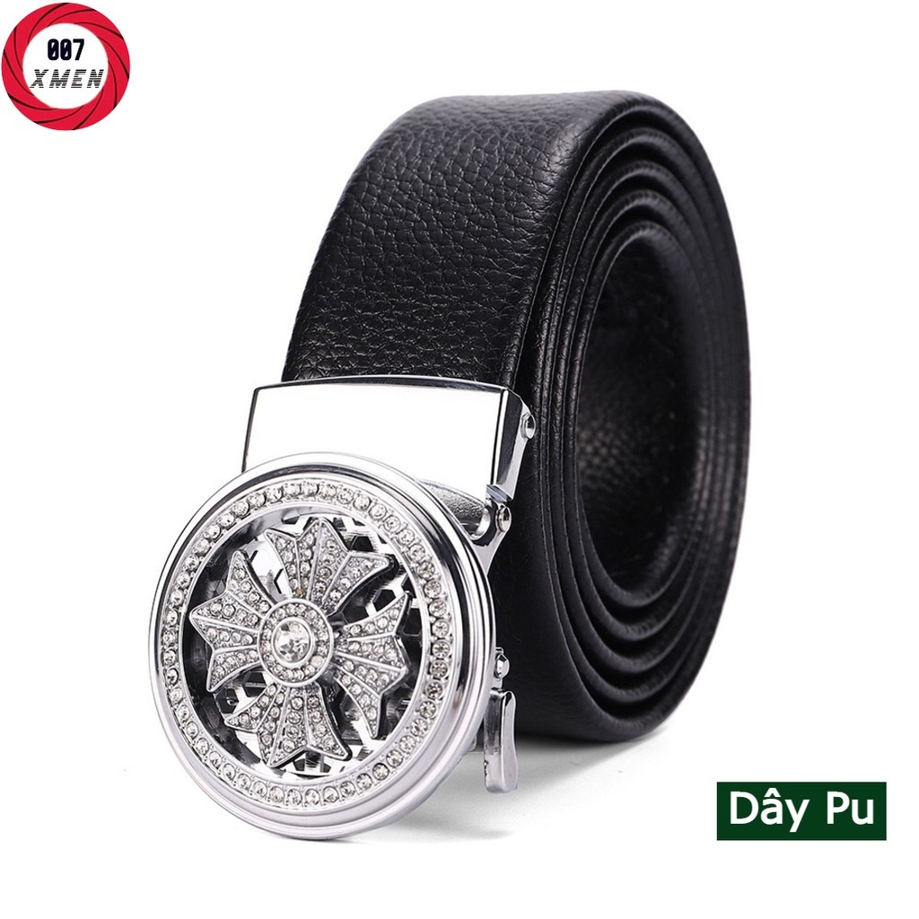 Thắt lưng da nam khóa tự động cao cấp dây nịt nam da bò 100 mặt xoay chính hãng - tặng móc khóa tl-07