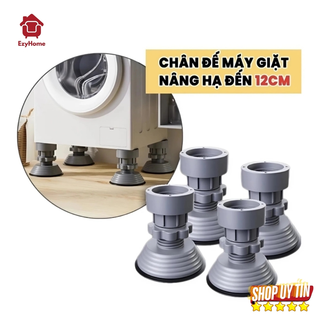 COMBO 2 Bộ 4 Chân Đế Chống Rung Máy Giặt Cao Cấp - Tùy Chỉnh Độ Cao, Dễ Vệ Sinh, Giảm Tiếng Ồn
