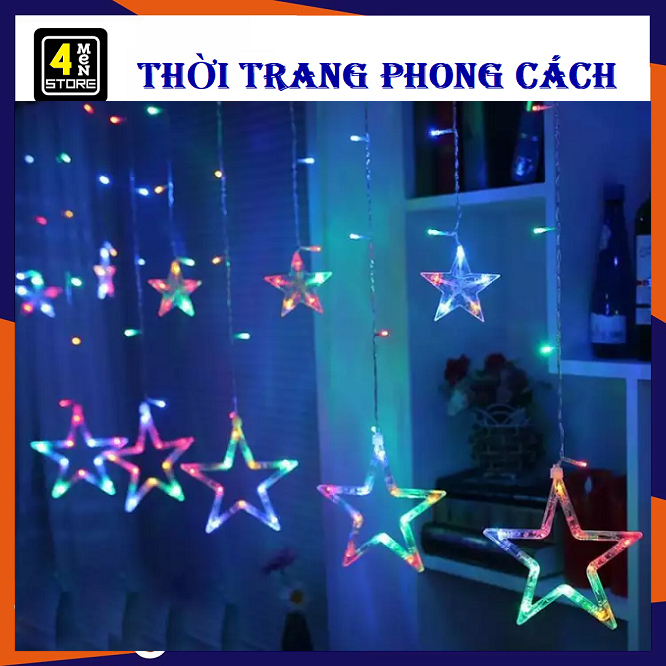 ⚡ siêu xinh ⚡ đèn rèm ngôi sao nhấp nháy - đèn trang trí - dây đèn led lấp lánh đêm noel