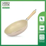 Chảo Nhôm Chống Dính Men Đá Đáy Từ 24 cm Green Cook GCP258-24IH - Chính Hãng Green Cook