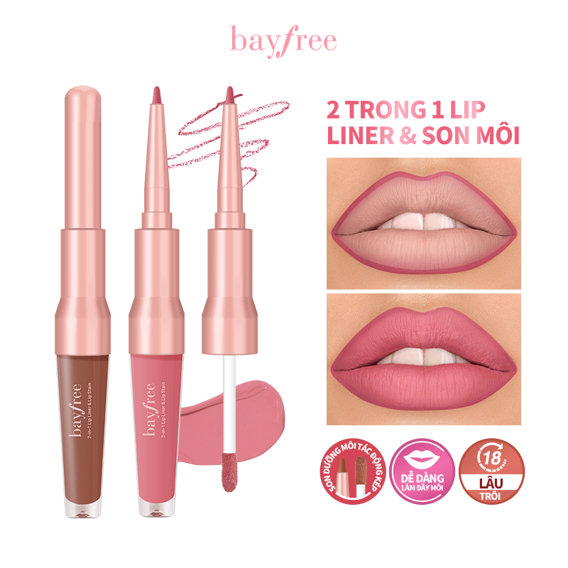  bayfree 2-In-1 Lip Liner & Lip Stain Long  Lasting Waterproof High Pigment Matte Lip Makeup 
