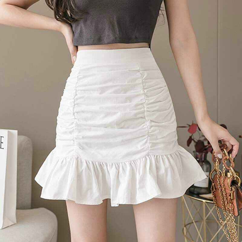 Chân váy bo chun eo xòe đuôi cá chất tuyết mưa dày dặn xinh xắn - hv