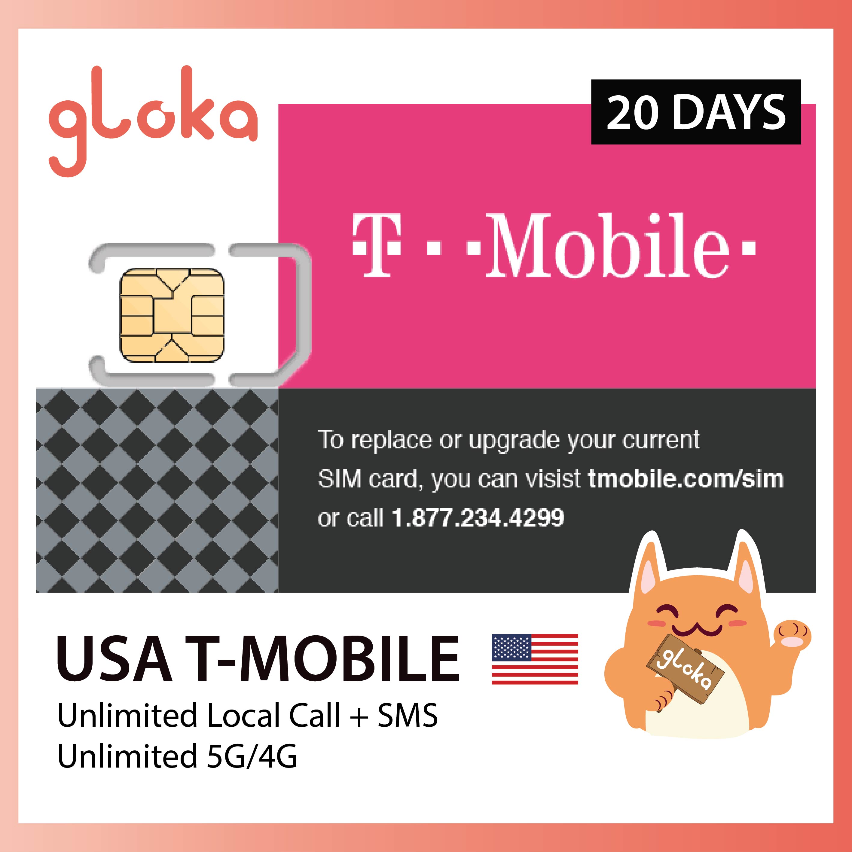 Sim 4g mỹ chính hãng t-mobile nghe gọi + 4g lte không giới hạn 20 ngày