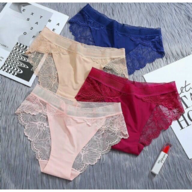 Combo 5 quần lót mềm giấu đường may phối ren cho nữ