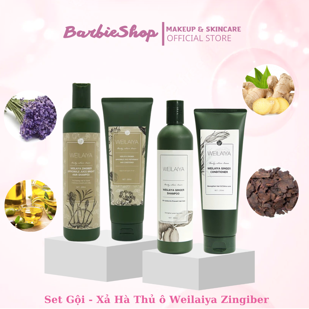Cặp dầu gội - xả thảo dược gừng hà thủ ô weilaiya zingiber