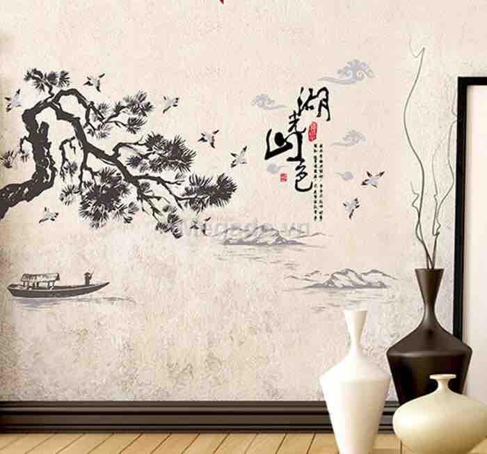 Decal tranh dán tường phong cảnh đen trắng