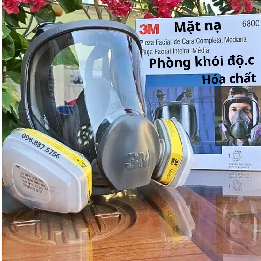 Mặt nạ phòng khói độc hóa chất, mặt nạ phòng độc 3M6800,phun sơn, phun trừ sâu hàng chinh hang