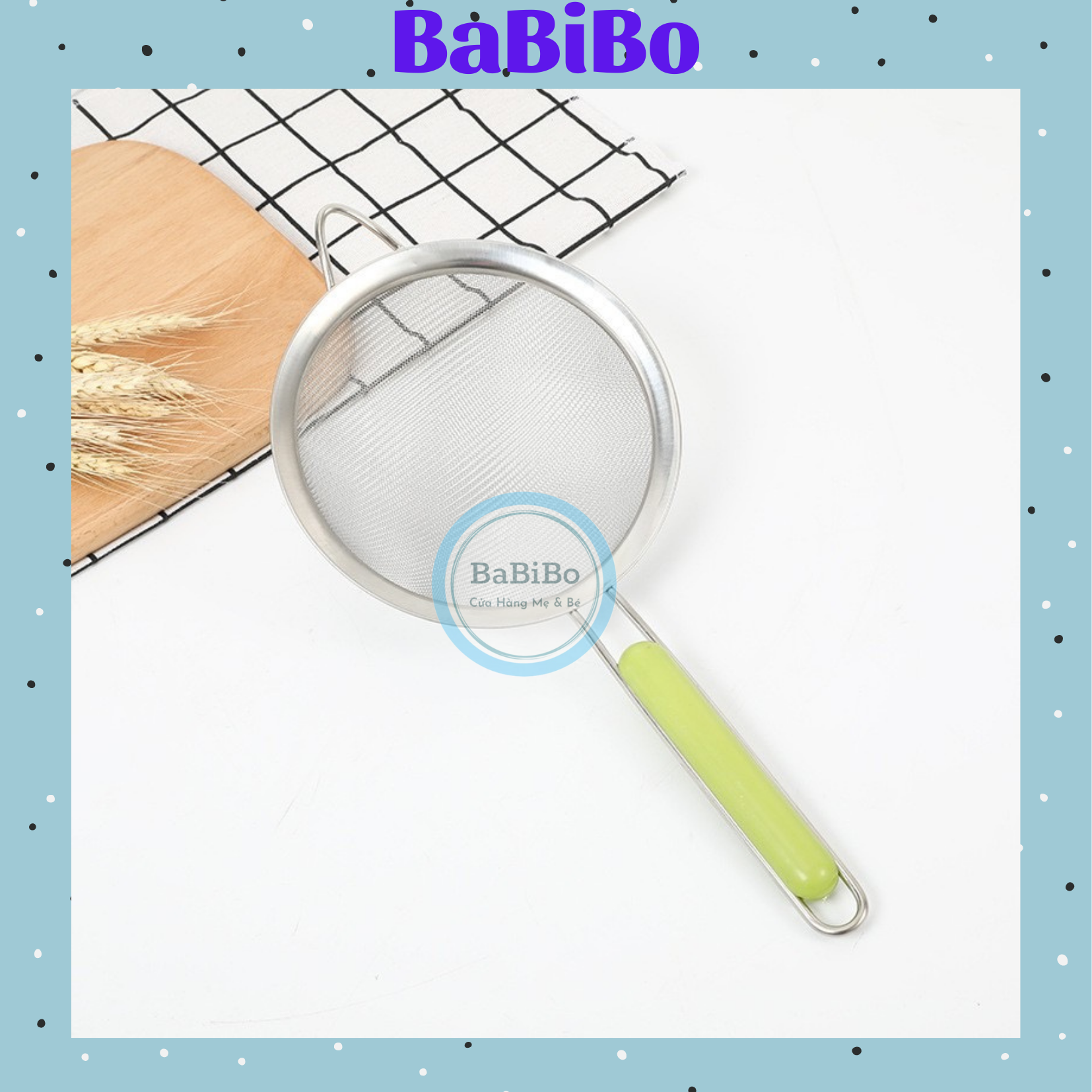 Rây cháo, rây bột, lọc thức ăn dặm cho bé bằng inox không rỉ size 12cm - Babibo