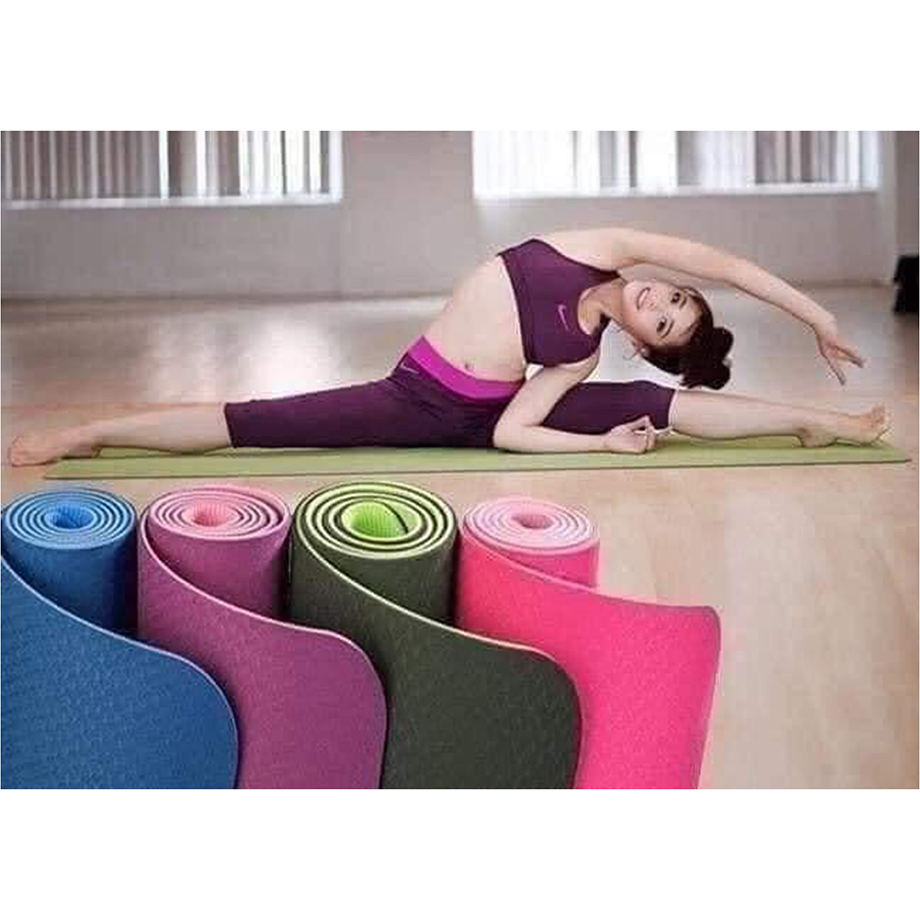Thảm Tập Yoga TPE 2 Lớp Cao Cấp Chống Trượt Bám Sàn - Thảm Tập Gym TPE 2 lớp Bám Sàn.