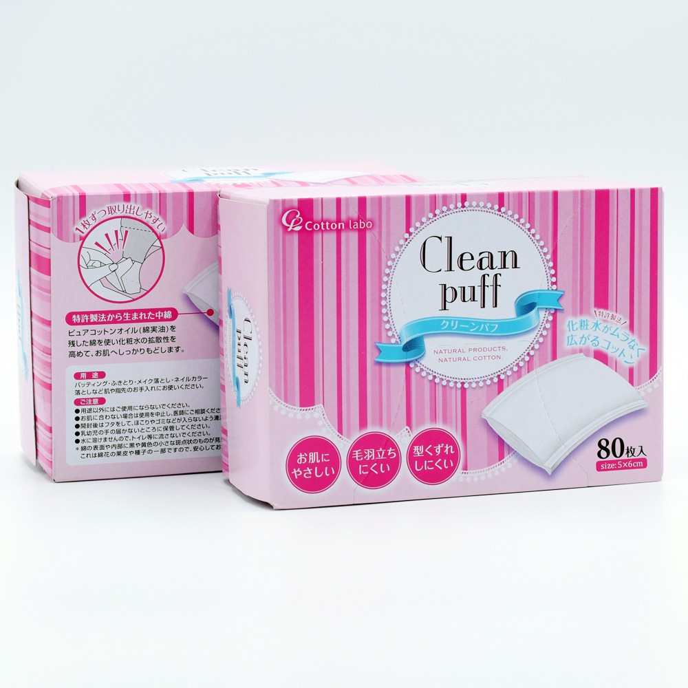 Bông tẩy trang Clean Puff Nhật Bản 80 miếng