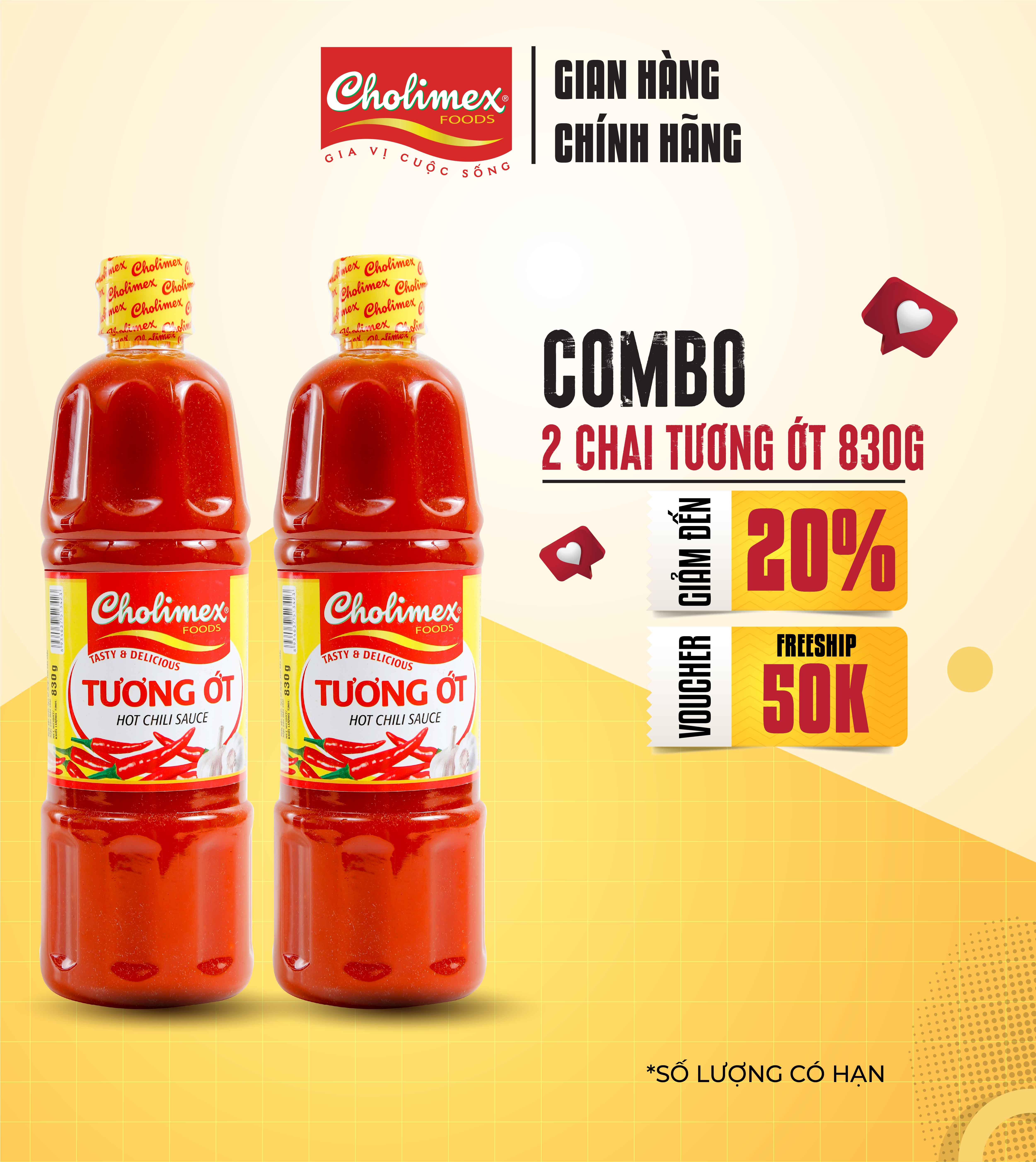  Combo 2 Chai Tương Ớt Cholimex PET 830g 