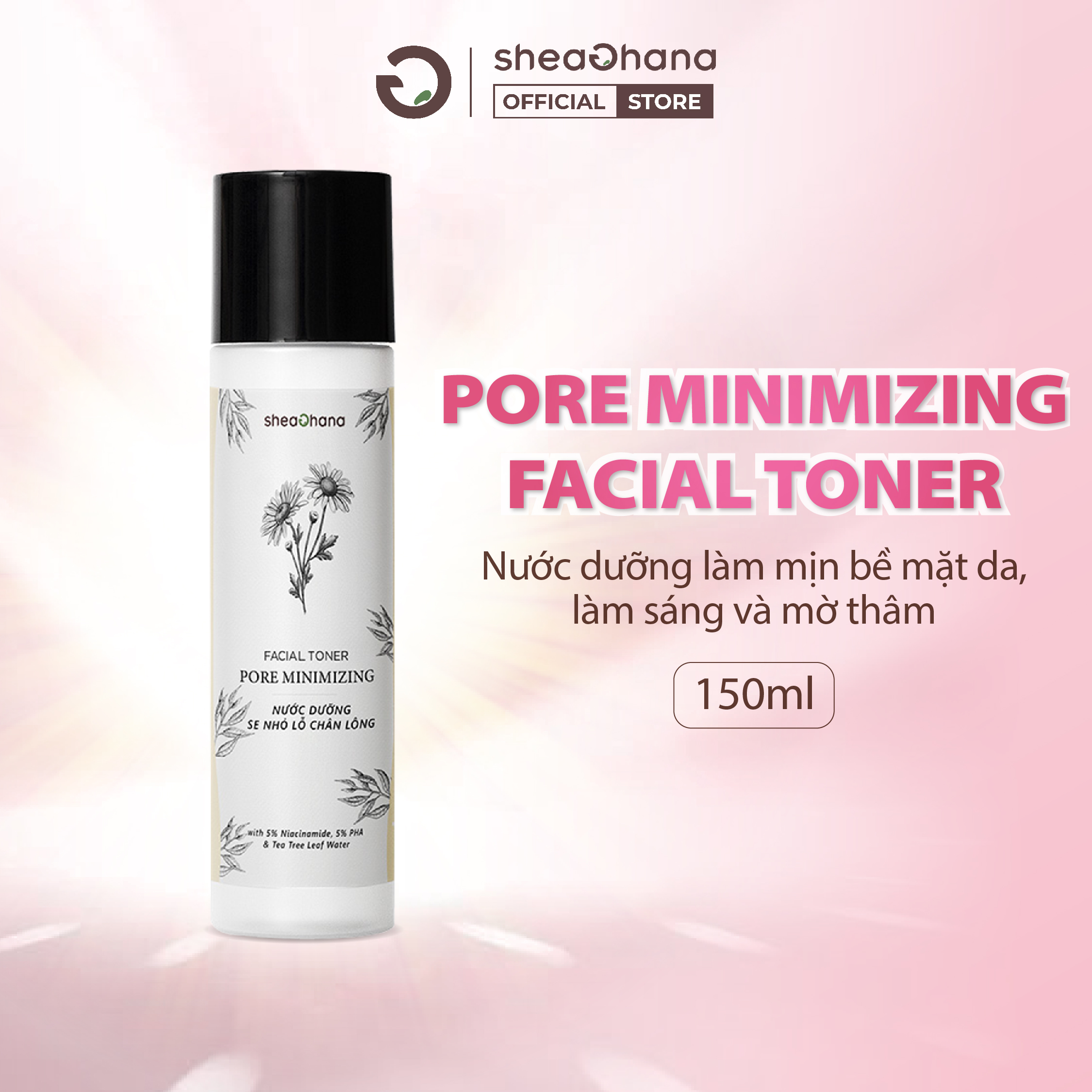 Nước Dưỡng Làm Mịn Bề Mặt Da, Làm Sáng Và Mờ Thâm SheaGhana Pore Minimizing Facial Toner 150ml