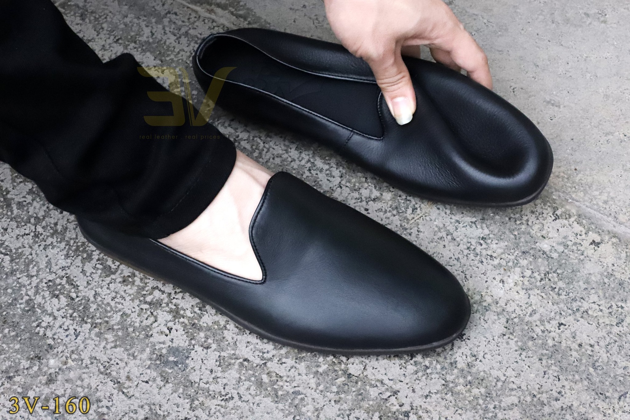 Giày slippers giày lười nam kiểu dáng đơn giản 2 màu nâu đen mã G160 giày 3V- Giày nam da bò thật 100% đế cao su non bền đẹp êm chân- Bảo hành 1 đổi 1