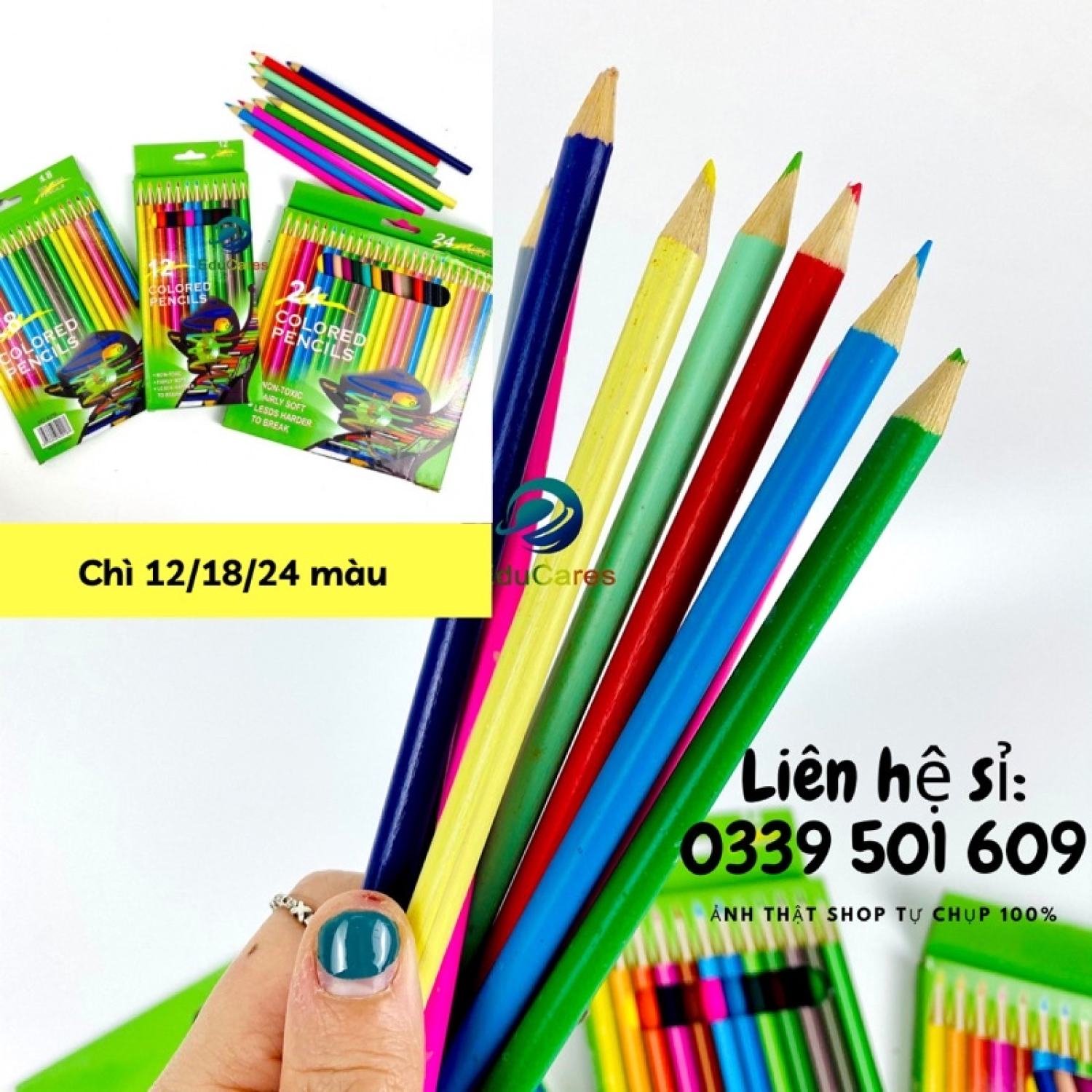 Bộ hộp bút chì màu lᴏại 12 màu, 18 màu, 24 màu