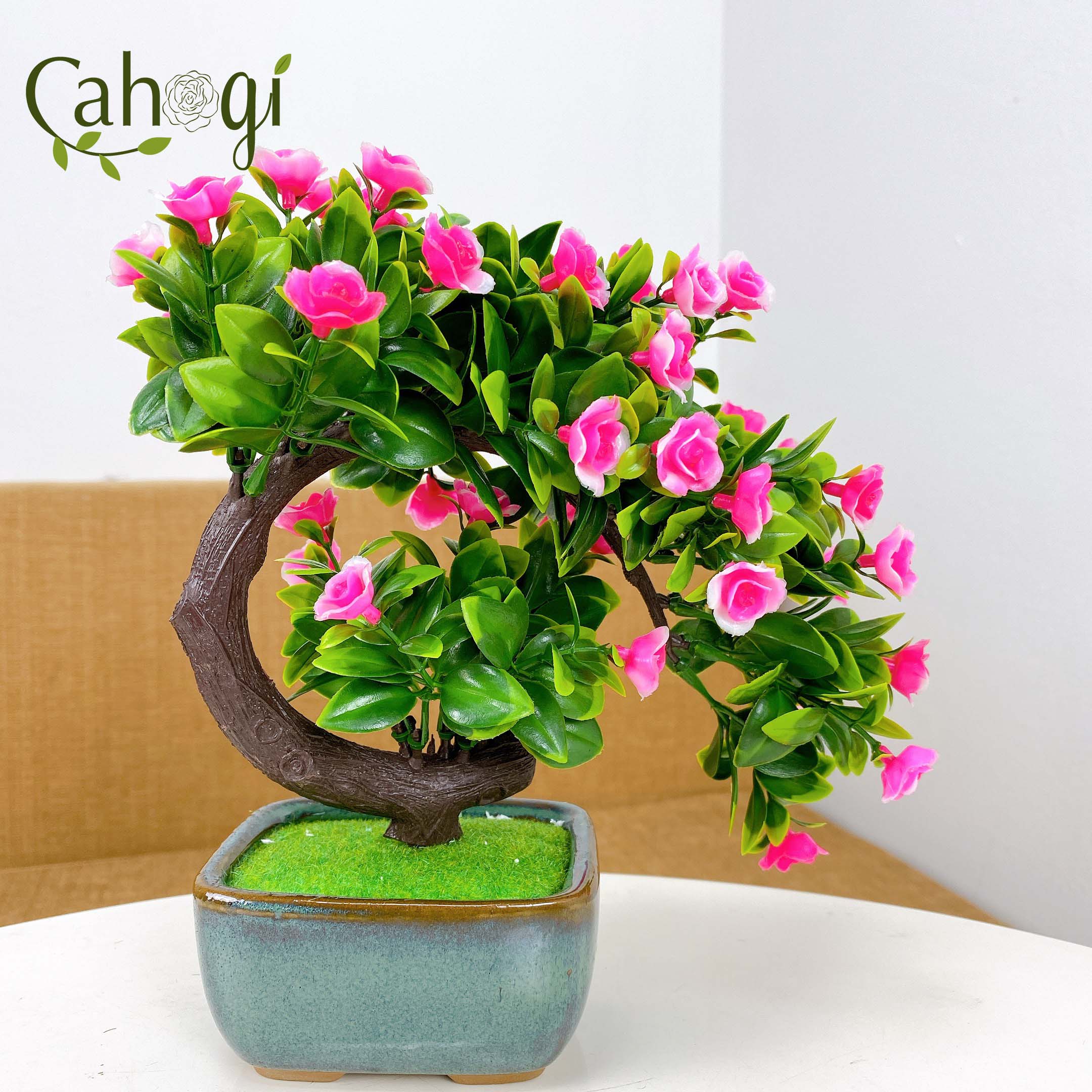 Chậu cây giả để bàn chậu hoa bonsai