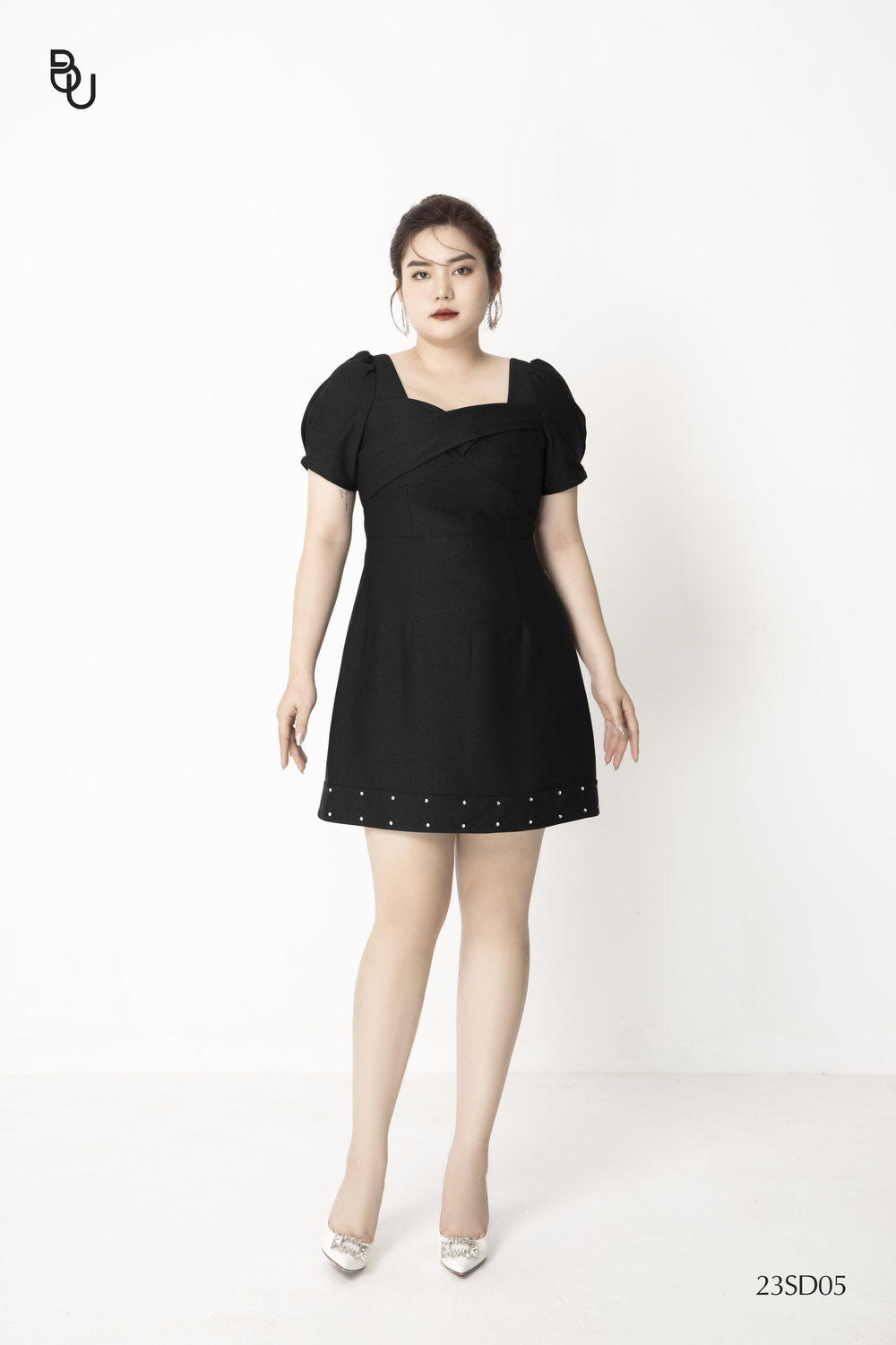 Đầm xoắn ngực gấu đính đá bigsize - 23sd05 -