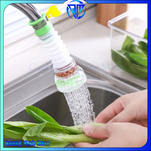 Đầu nối vòi rửa bát cánh quạt tăng áp lực nước xoay 360 độ có hạt lọc có thể kéo dài cho Vòi bồn rửa nhà bếp
