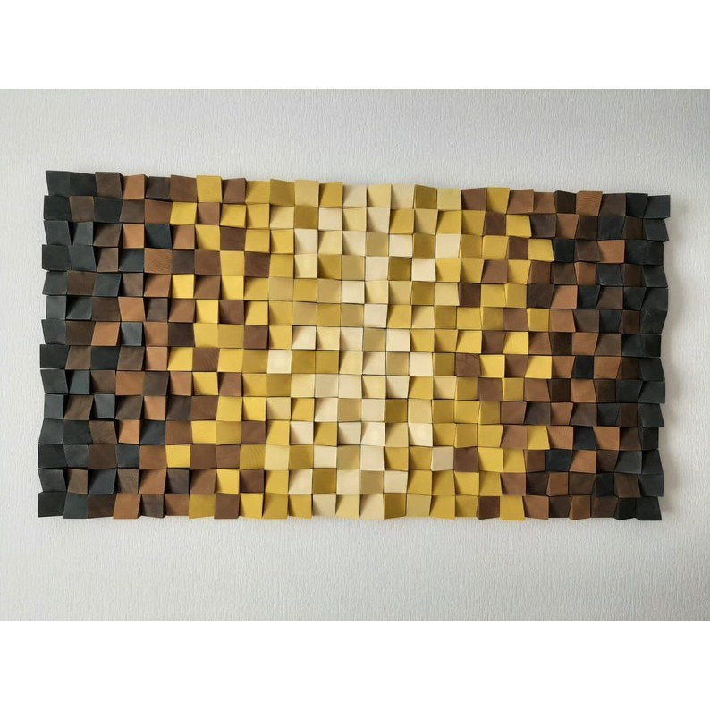 Tranh gỗ trang trí 3d tông màu vàng nâu socola chuối - kích thước 40x80 50x1m 60x1m2
