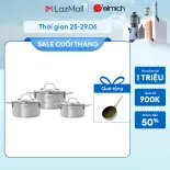(Chỉ 25-29.06)Bộ nồi inox nguyên khối Elmich Trimax classic EL-2136OL01 size 18, 20, 22cm