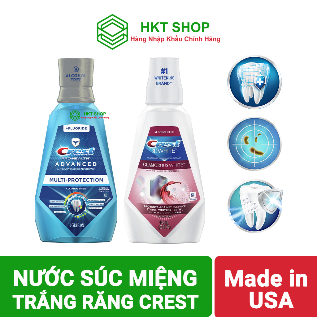 USA Nước súc miệng ngừa sâu răng, trắng răng Crest_HKT Shop
