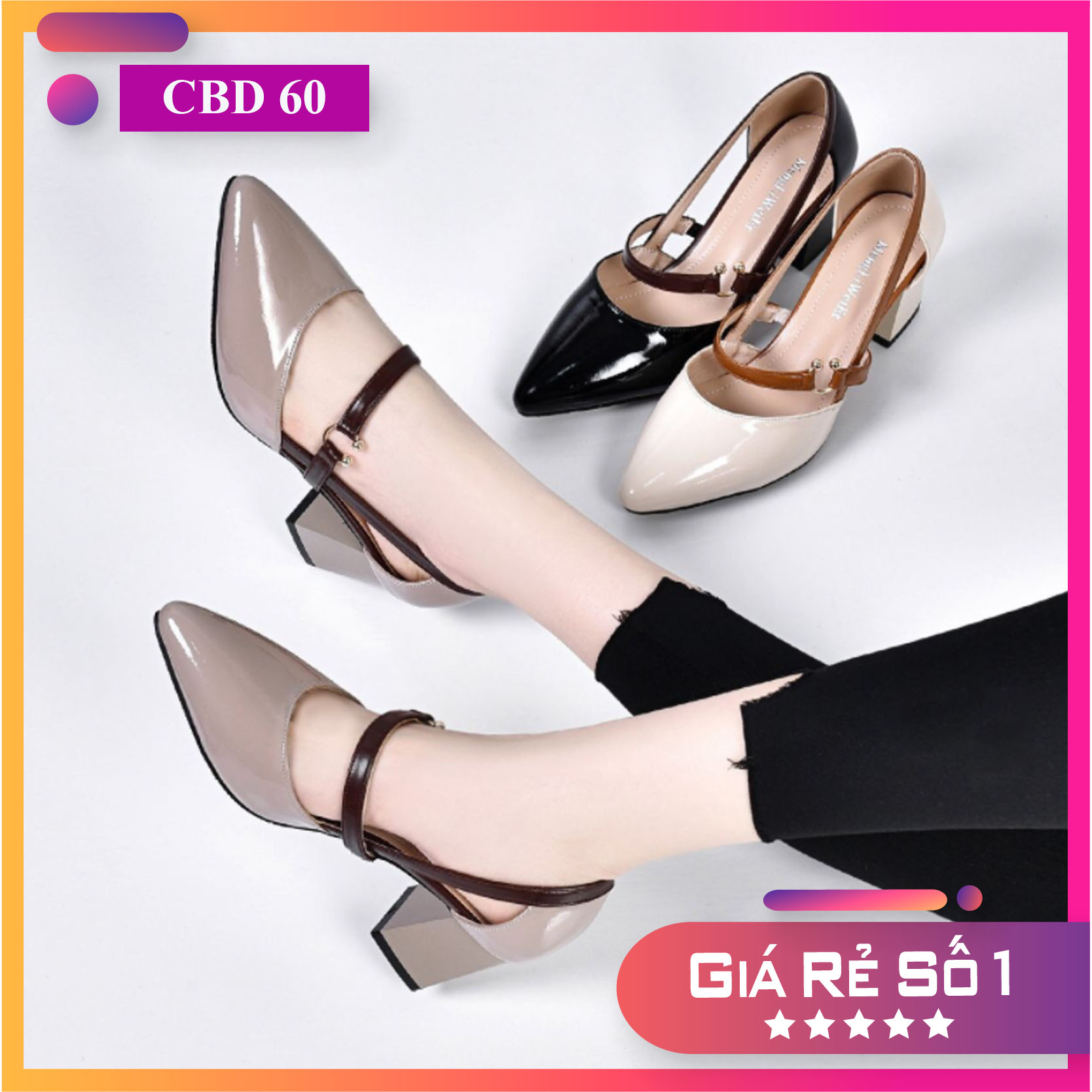 [XẢ HÀNG LẺ SIZE] Giày Cao Gót Nữ Hàn Quốc Cao Cấp tôn dáng, mềm mại, gót vuông 5 phân CBD60