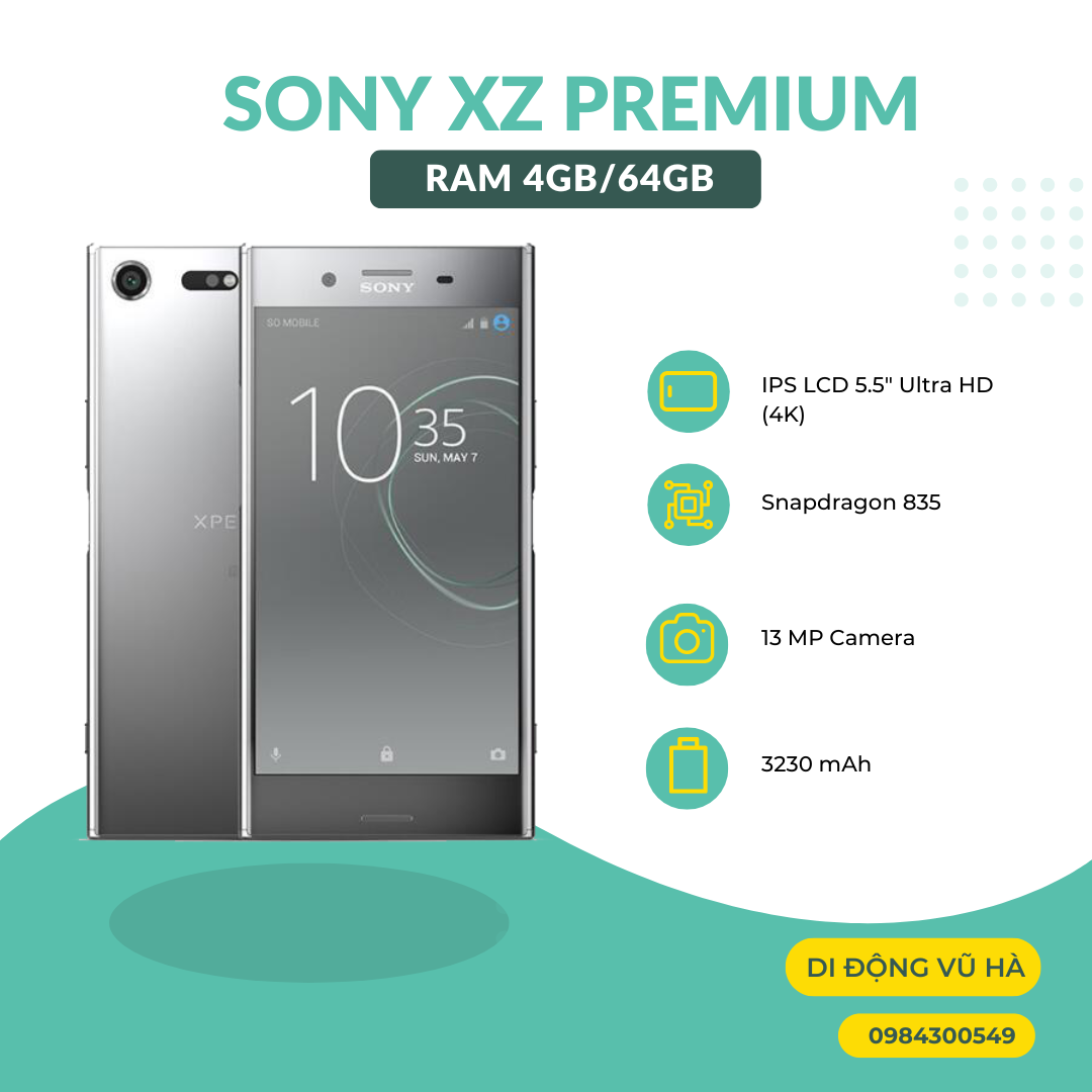 Điện thoại Sony Xz Premium Nhật 1 sim ram 4/64gb chip snap 835
