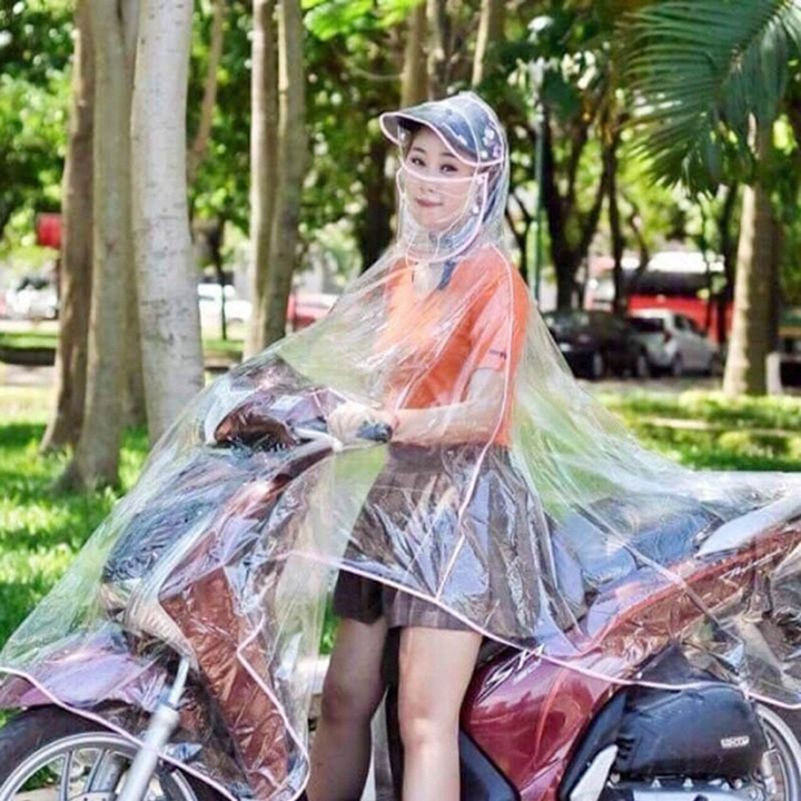 Áo mưa trong xuốt 1 đầu có khẩu trang che mặt hàng việt nam
