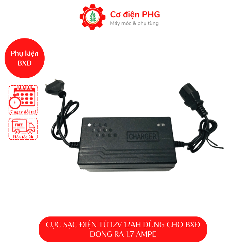 Cục sạc 12V 12AH dòng điện 1.7 Ampe dùng cho bình xịt điện trừ sâu