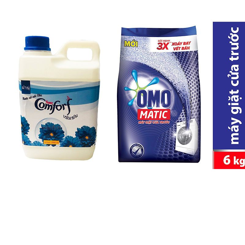 SET Nước xả vải hương Comfort Thái Lan 2L BAN MAI + Bột giặt OMO MATIC 6kg cho máy giặt cửa trước