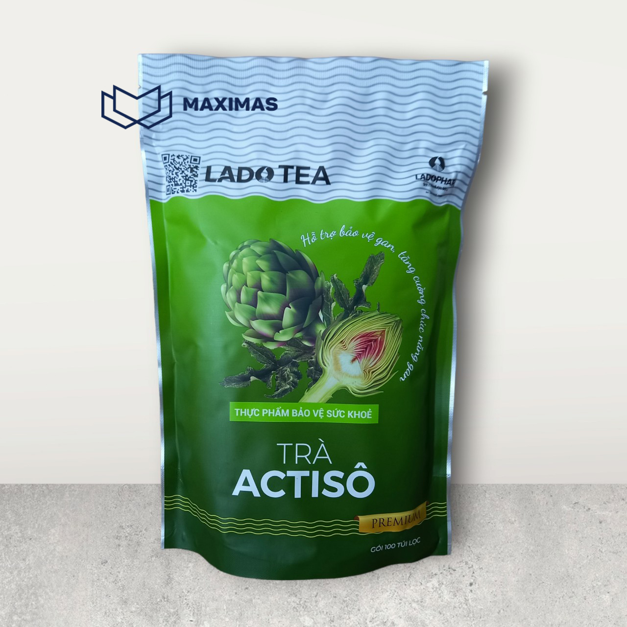 Trà actiso đà lạt ladophar gói 100 túi lọc atiso maximas t100