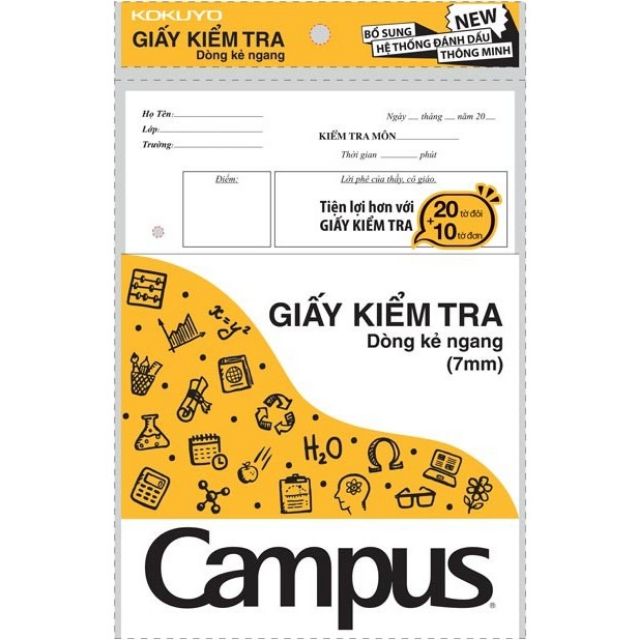 Giấy Kiểm Tra Kẻ Ngang Campus ( Có Tờ Đơn Và Tờ Đôi)
