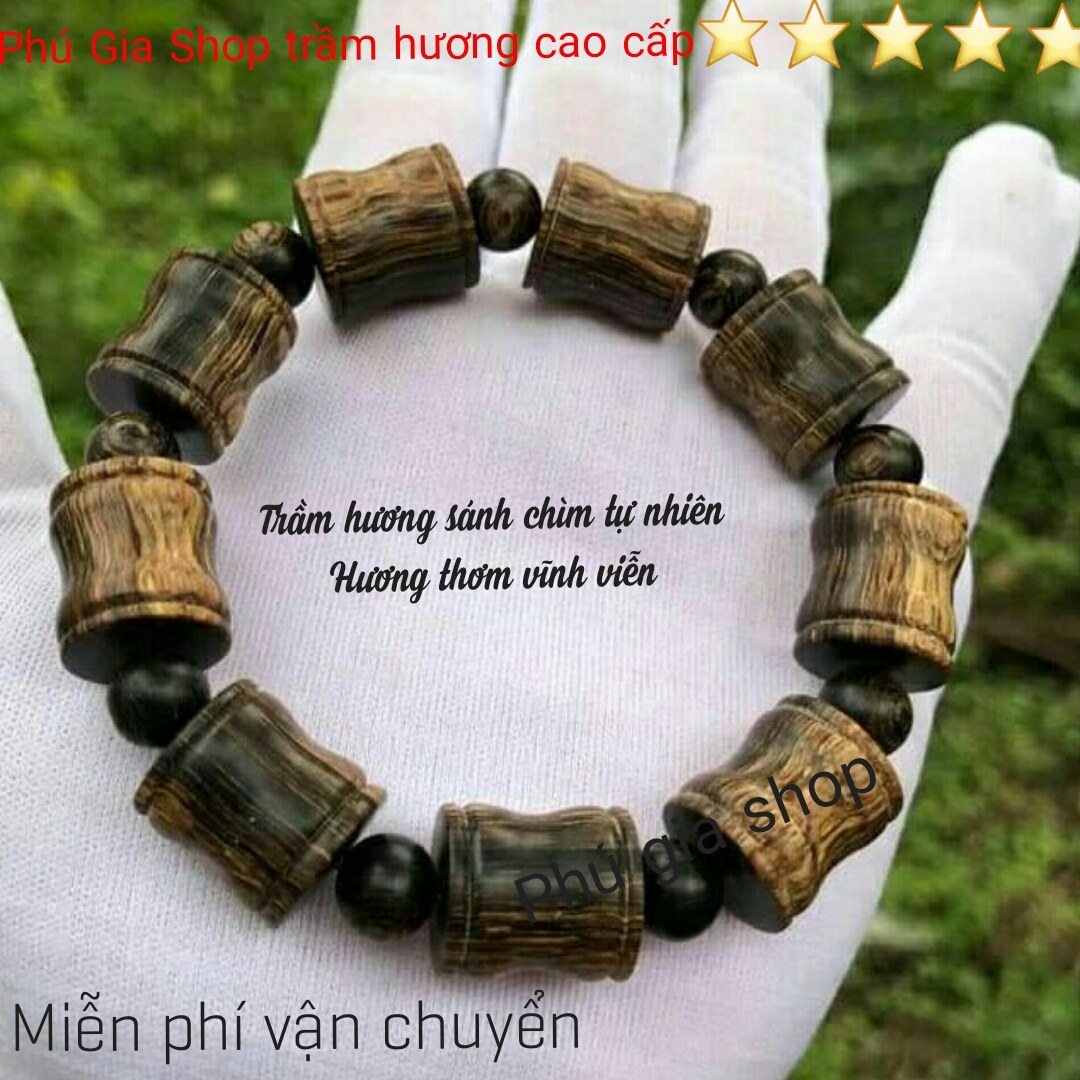 Vòng tay trầm hương sánh chìm đốt trúc kiểu mới 12 ly cao cấp +hương thơm vĩnh viễn