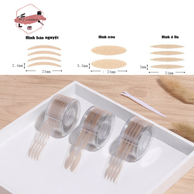 Miếng Dán kích mí cuộn 600 miếng - dán 2 mí vân lưới loại có sẵn keo tiện lợi, không lộ vân mí