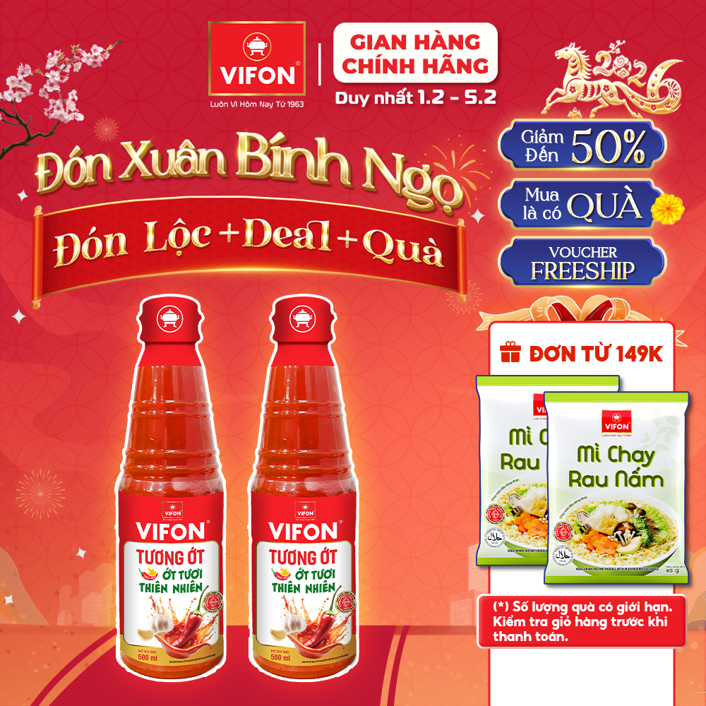 [Tết][HOT 30%] Combo 2 Chai Tương ớt VIFON 500ml/ chai Vị nguyên bản ớt tươi