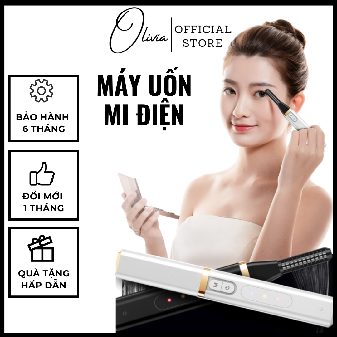 Máy uốn mi bằng nhiệt điện cao cấp Olivia chính hãng - dụng cụ trang điểm nữ cho lông mi mắt giá rẻ